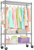 IZEUK 3 Tier Heavy Duty Rolling Garment Rack Wire Clothes Rack for Hanging Clothes, Metal
