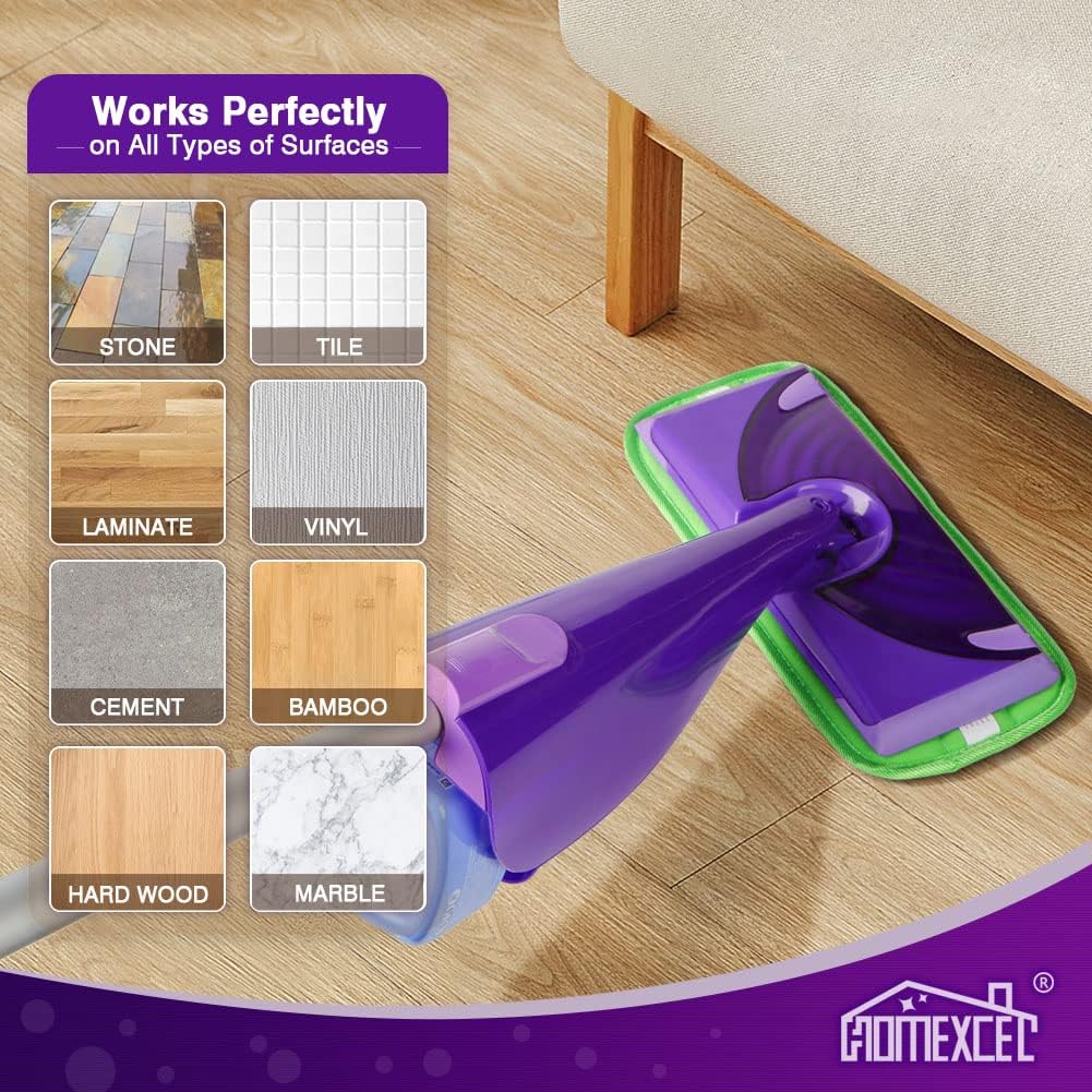HOMEXCEL Microfiber Mop Pads Compatible with Swiffer Wet Jet-15"x5.5", Reusable and Machine