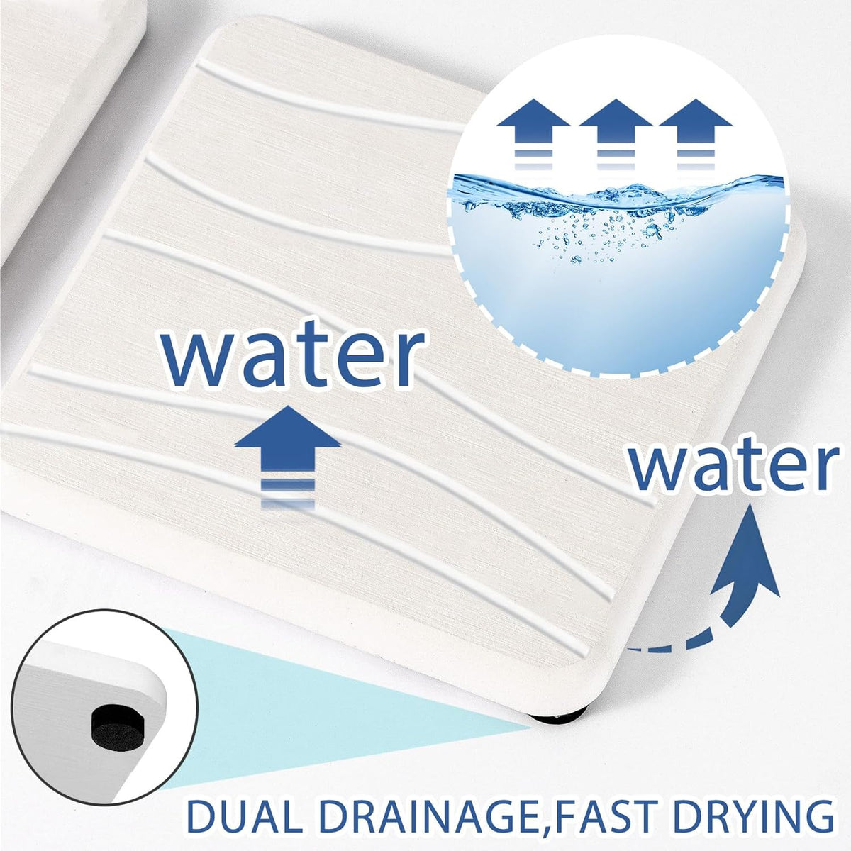2PCS Water Absorbing Stone Tray, Fast Drying Stone Sink Tray, Water Absorbent Diatomite Trays