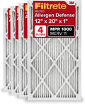 Filtrete 12x20x1 AC Furnace Air Filter, MERV 11, MPR 1000, Micro Allergen Defense, 3-Month Pleated