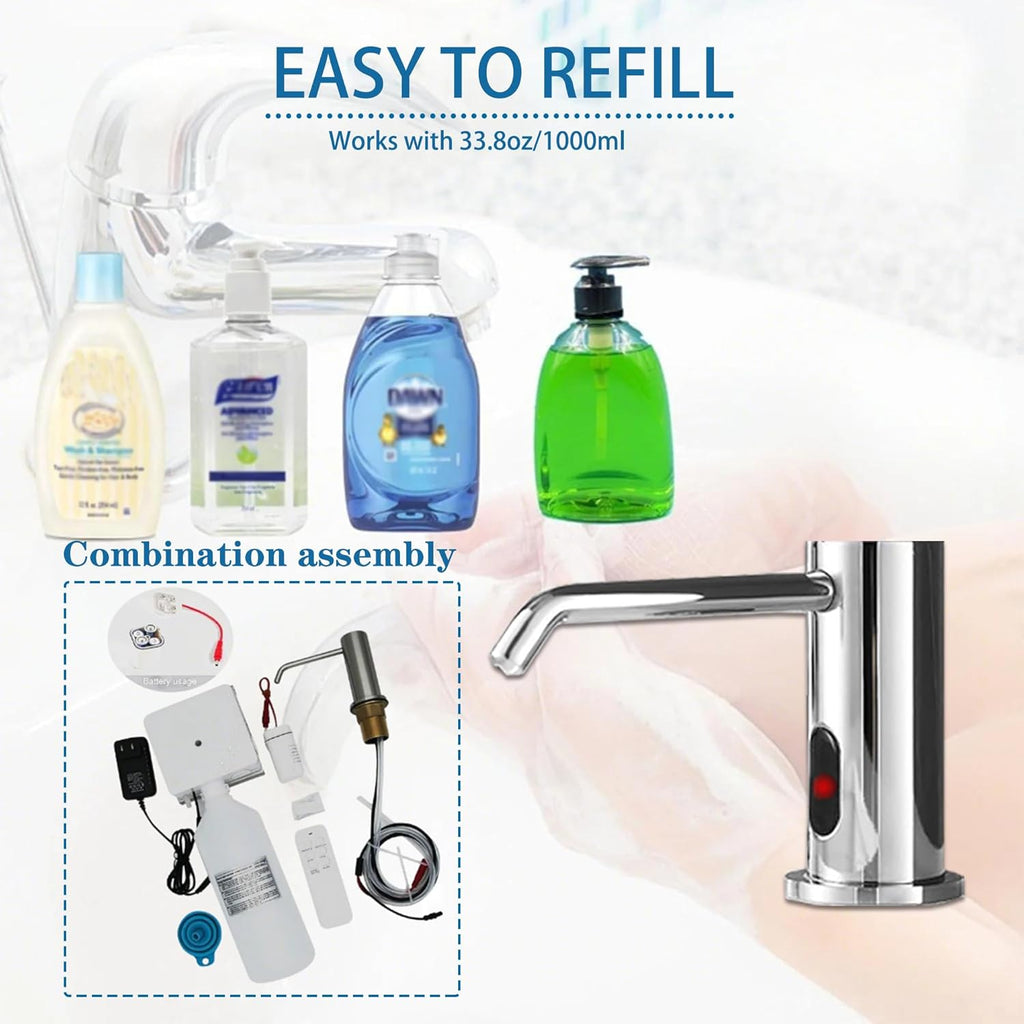 Automatic Soap Dispenser Touchless for Kitchen and Bathroom, Sink Built in Commercial Electric Soap