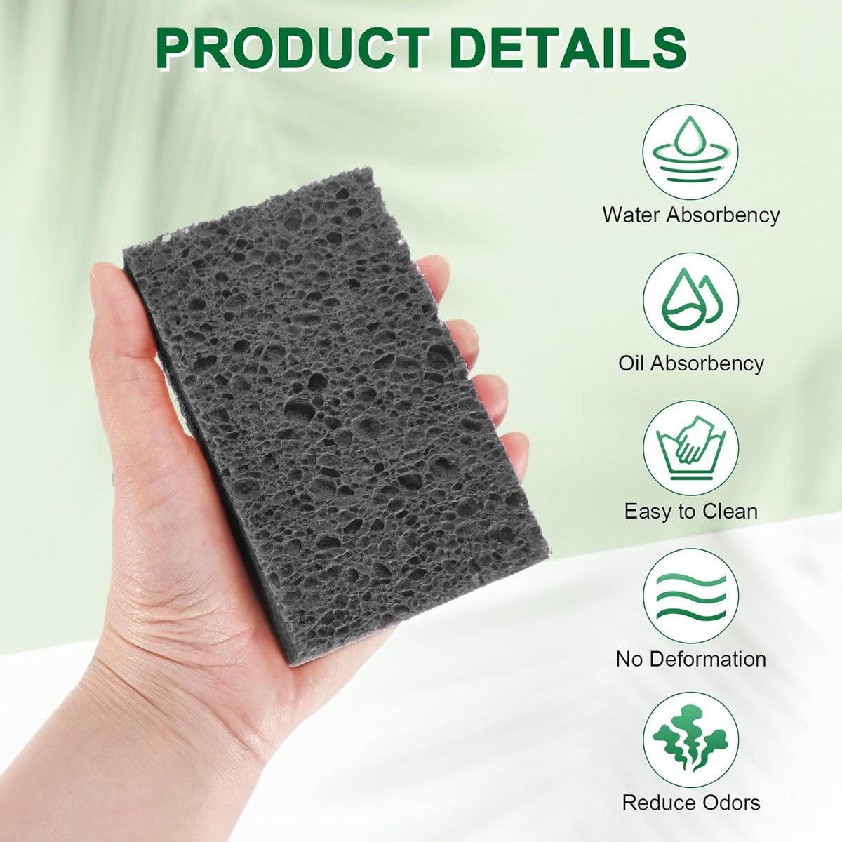 12-Pack Kitchen Sponges, Condense Eco Cellulose Non-Scratch Scrub Heavy Sponge for