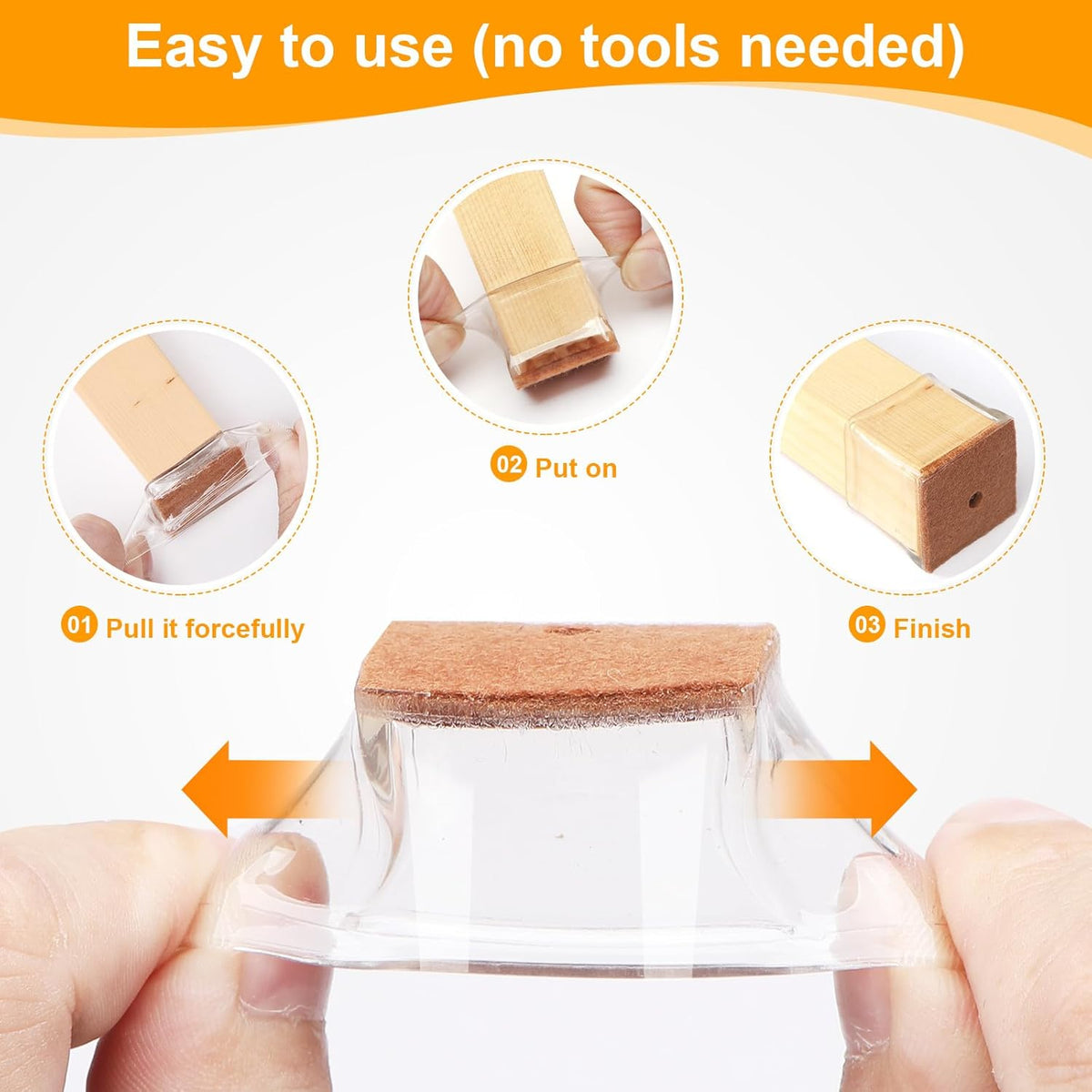 CHUNZEXI 32 Pack Square Chair Leg Floor Protectors for Hardwood Floors, Silicone Felt Covers Pads
