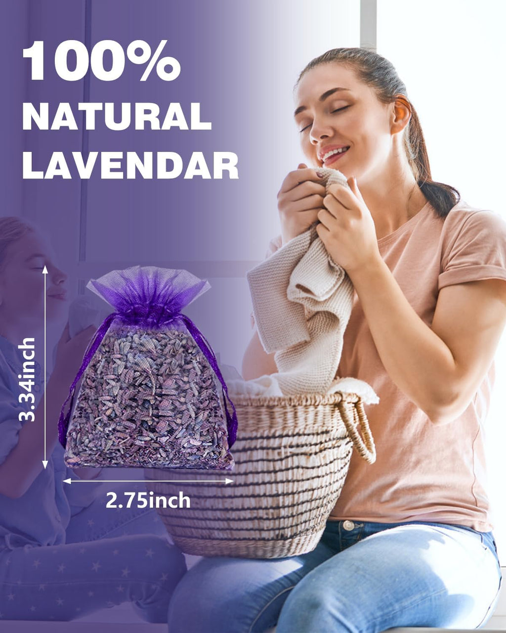 20 Pack Lavender Sachet Bags, 100% Natural French Dried Lavender Sachets for Drawers and Closets