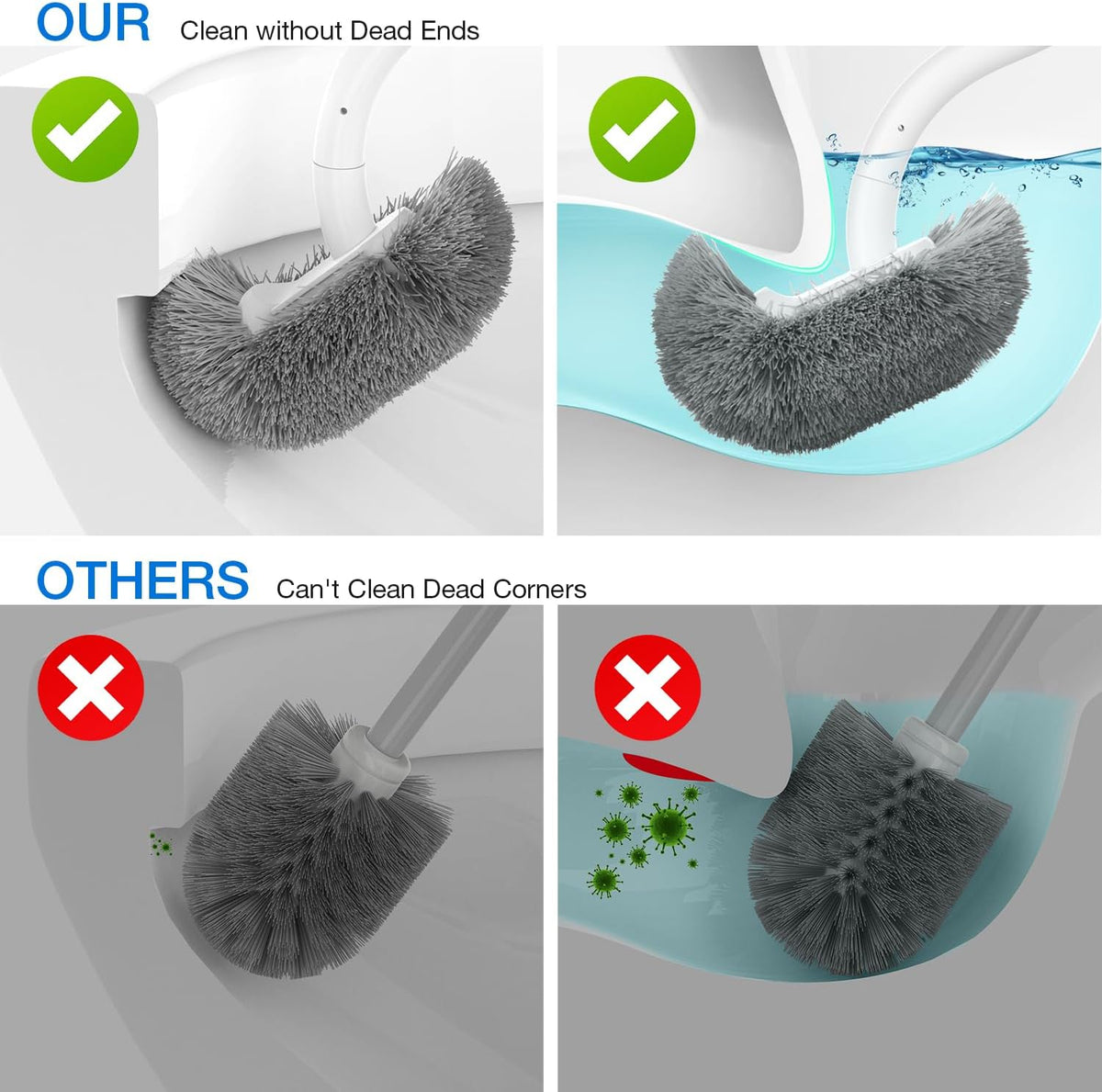 Bathroom Toilet Brush, OSCIOSS Toilet Cleaner Brush [2 Pack] with Ergonomic Design, Compact Size