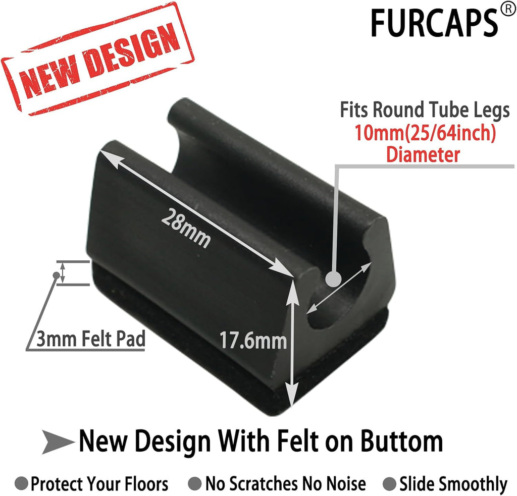 Rectangle U Shaped Chair Leg Tips Cap with Felt Pads,Furniture Feet Protectors Slide Smoothly