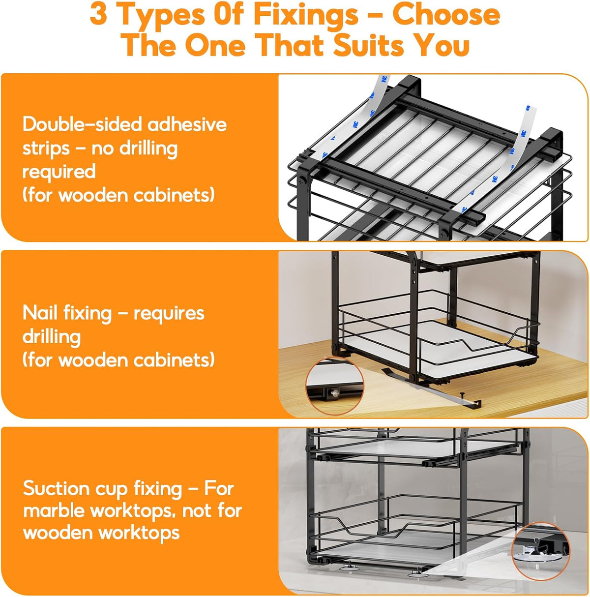 Spice Rack Organizer for Cabinet, 2 Tier Vertical Pull Out Spice Rack – Heavy Duty Metal Spice
