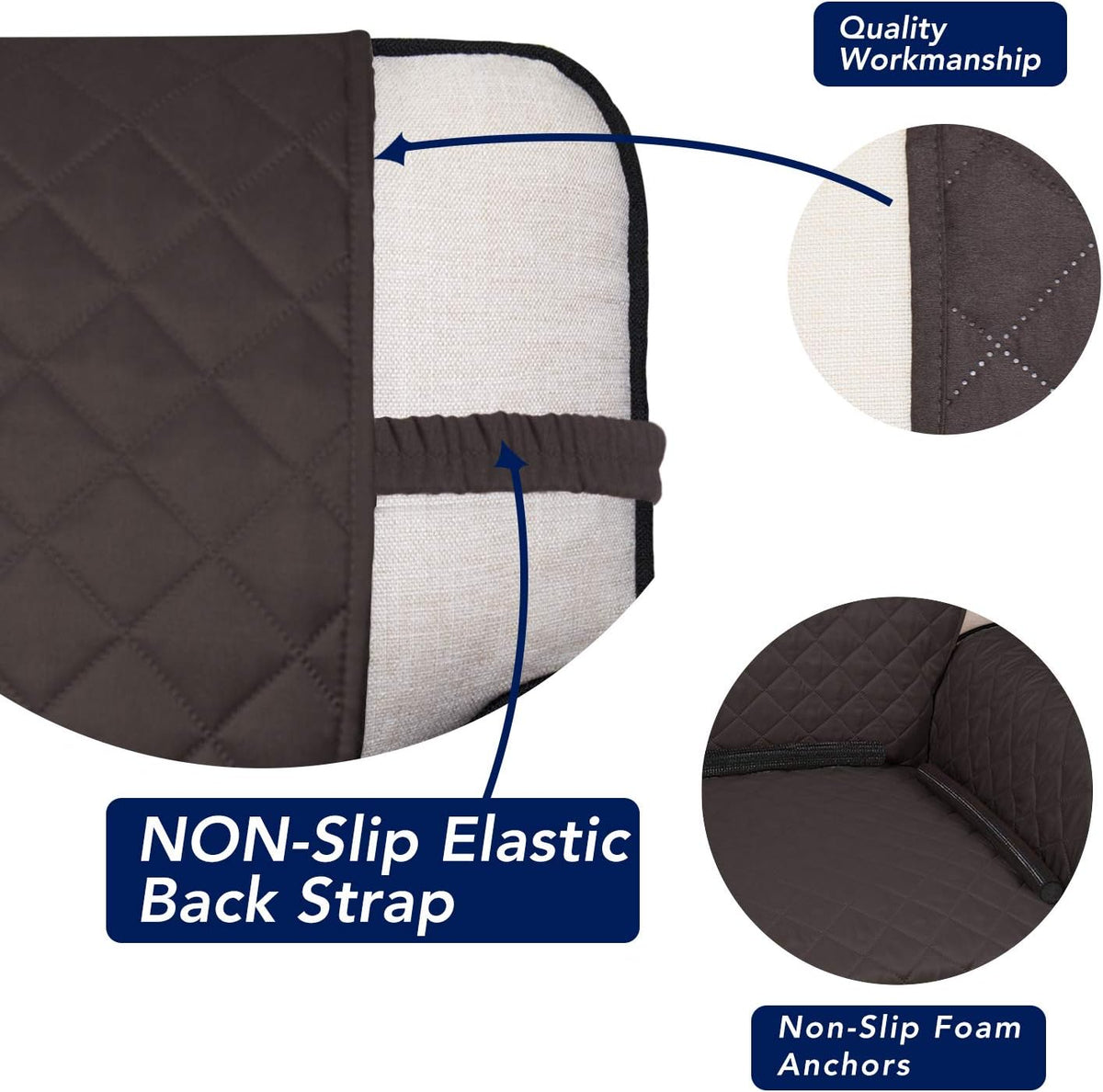 PureFit Reversible Quilted Sofa Cover, Water Resistant Slipcover Furniture Protector, Washable