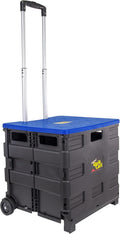 dbest products Quik Cart Collapsible Rolling Crate on Wheels for Teachers Tote Basket, 80 lbs