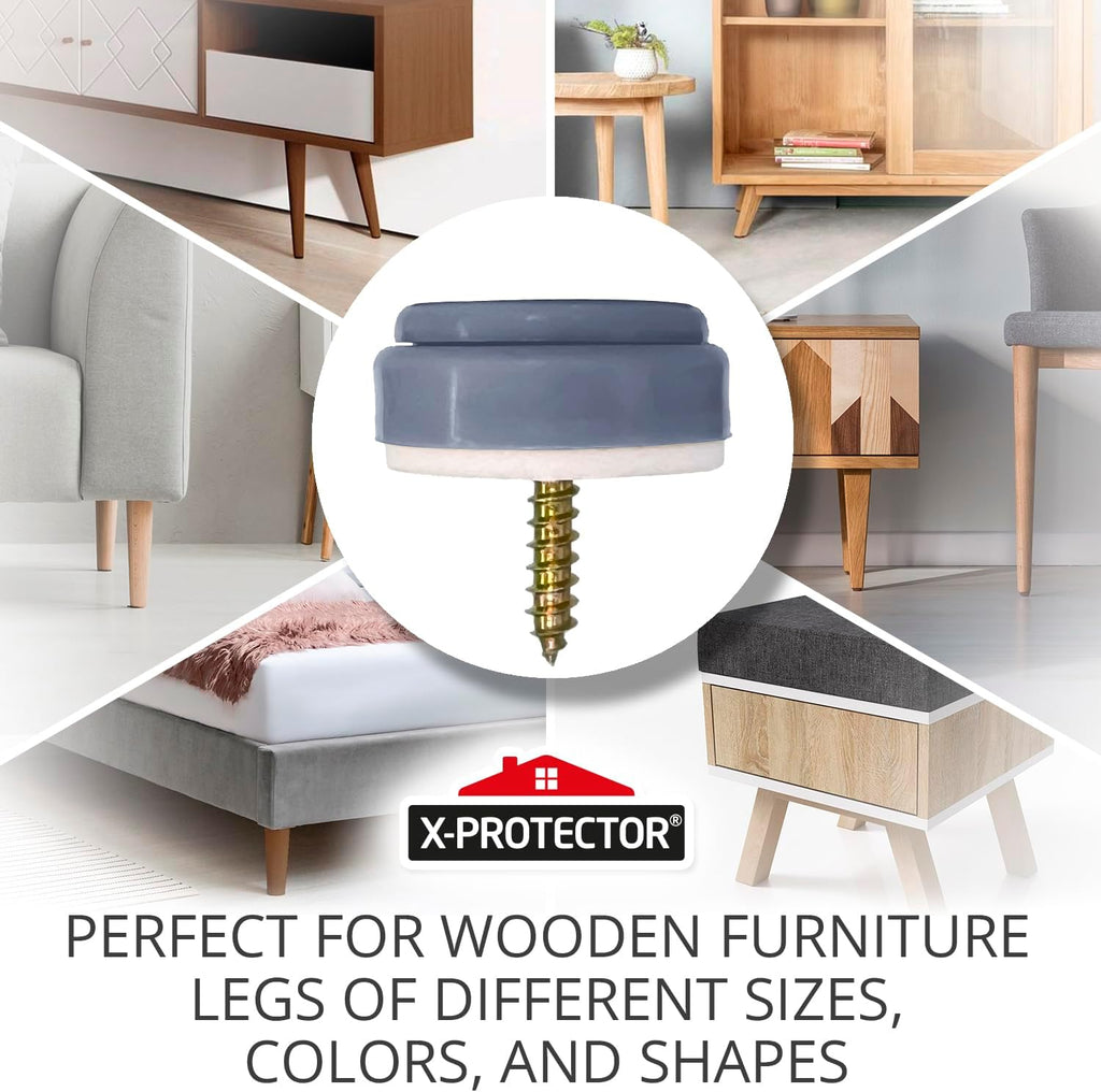 Chair Glides X-PROTECTOR – 16 PCS 1" Furniture Glides – Screw-On Chair Sliders – Premium Chair Leg