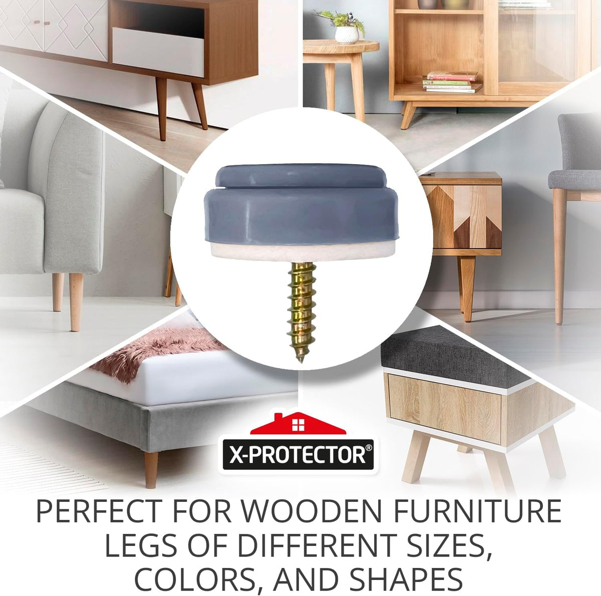 Chair Glides X-PROTECTOR – 16 PCS 1" Furniture Glides – Screw-On Chair Sliders – Premium Chair Leg