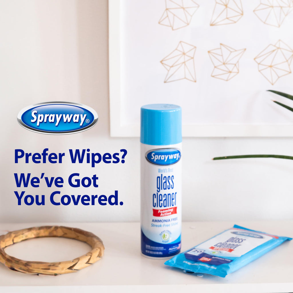 Sprayway Glass Cleaner Foaming Aerosol Spray, 19oz, Pack of 2 | Ammonia-Free, Streakless