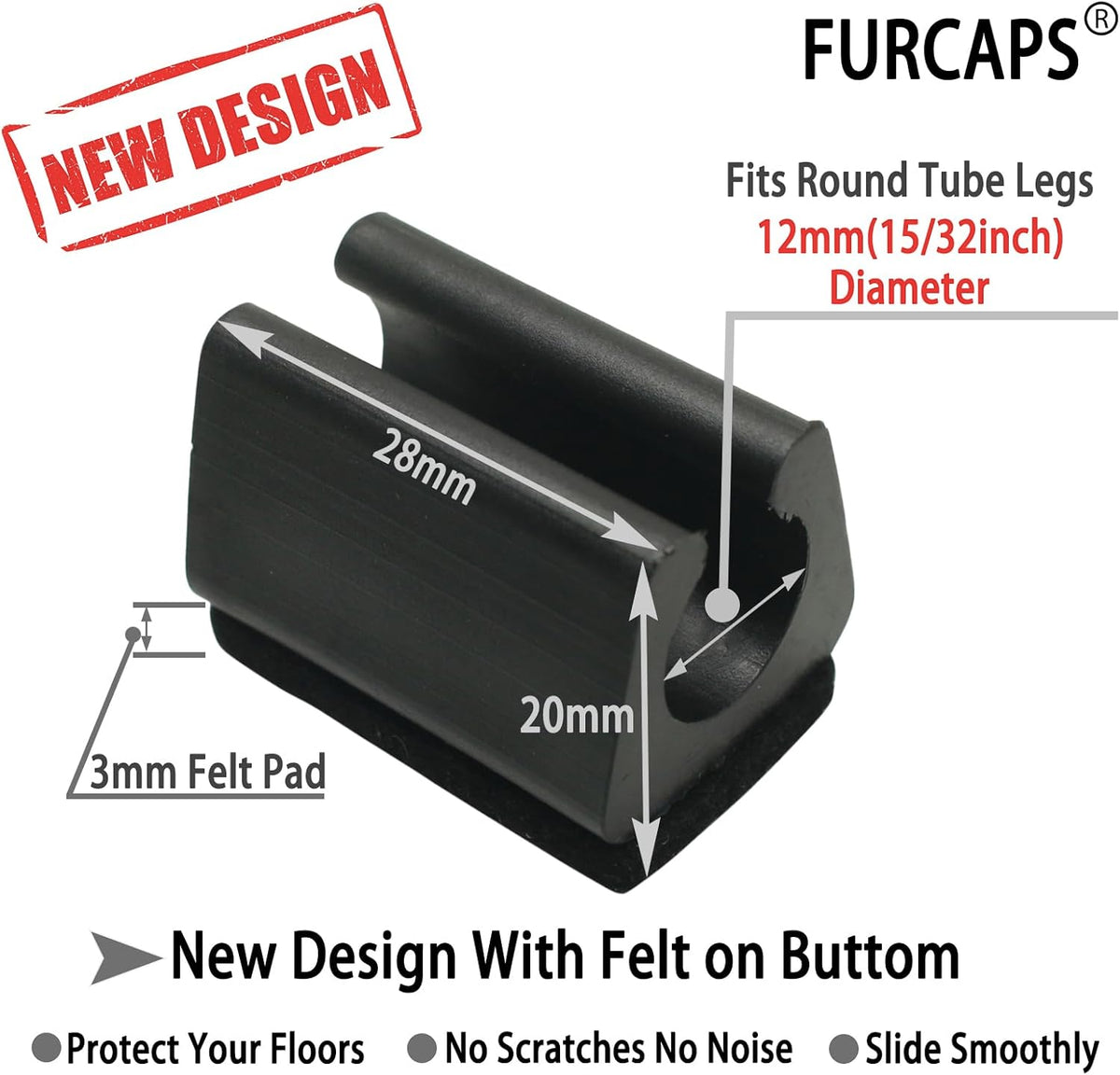 Rectangle U Shaped Chair Leg Tips Cap with Felt Pads,Furniture Feet Protectors Slide Smoothly