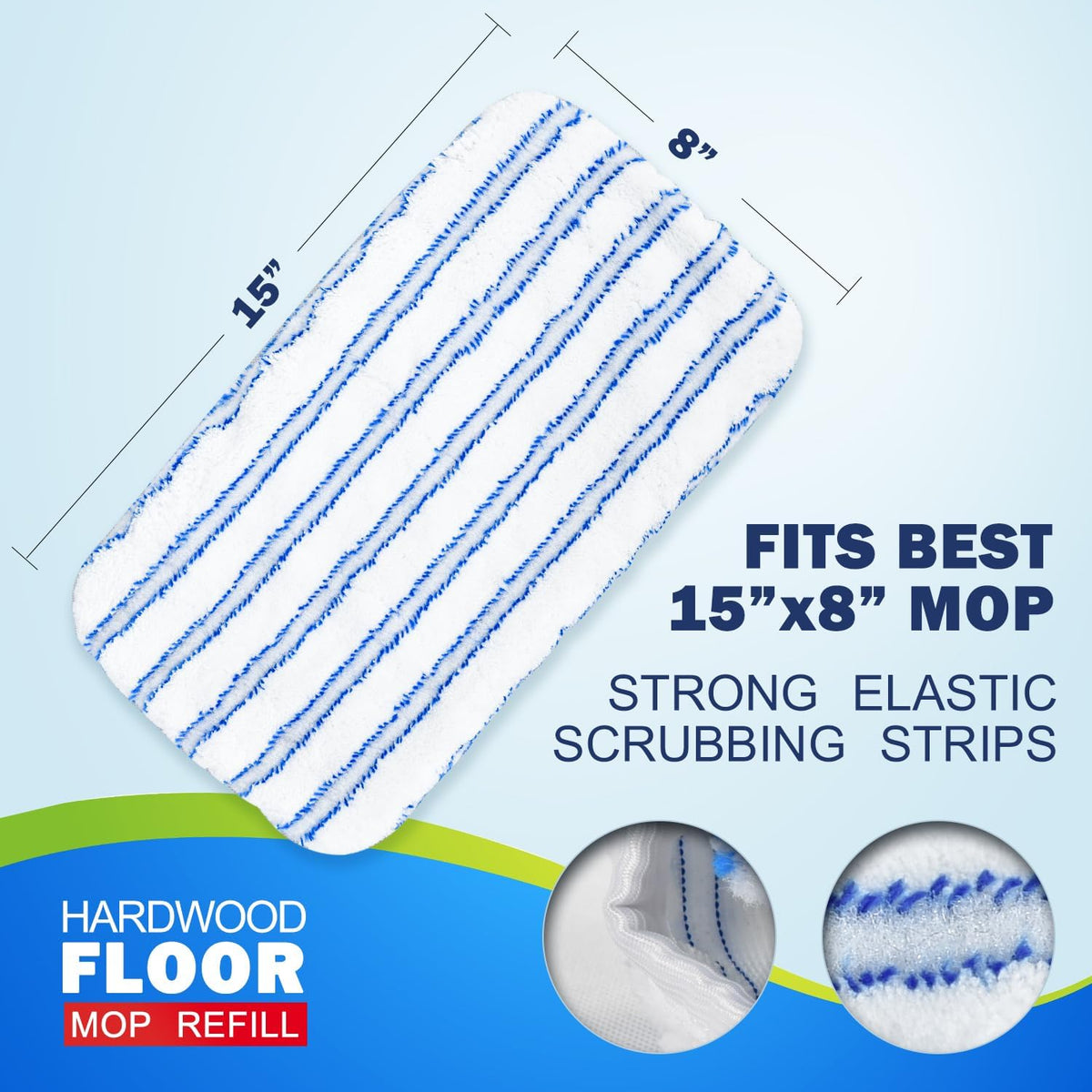 Matthew Microfiber Mop Compatible with Hardwood Floor'N More Microfiber Mop,Reusable&Washable 15x8