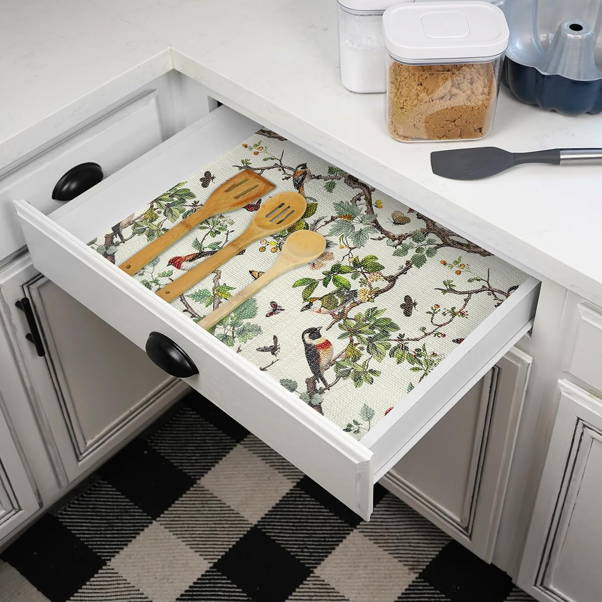 Drawer and Shelf Liner for Kitchen Cabinets Non-Adhesive Cabinet Liner,Non Slip Waterproof Drawer