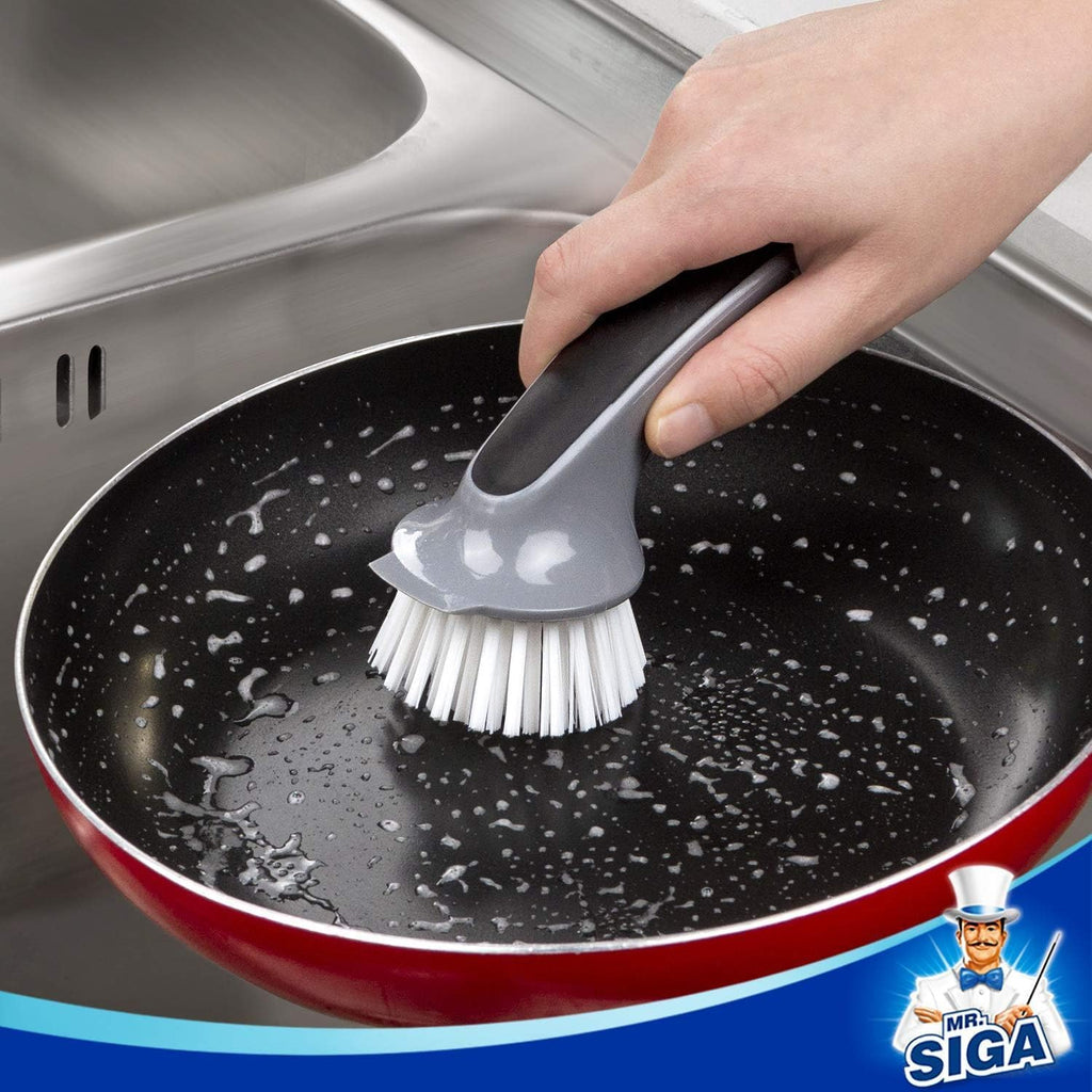MR.SIGA Pot and Pan Cleaning Brush, Dish Brush for Kitchen, Pack of 2