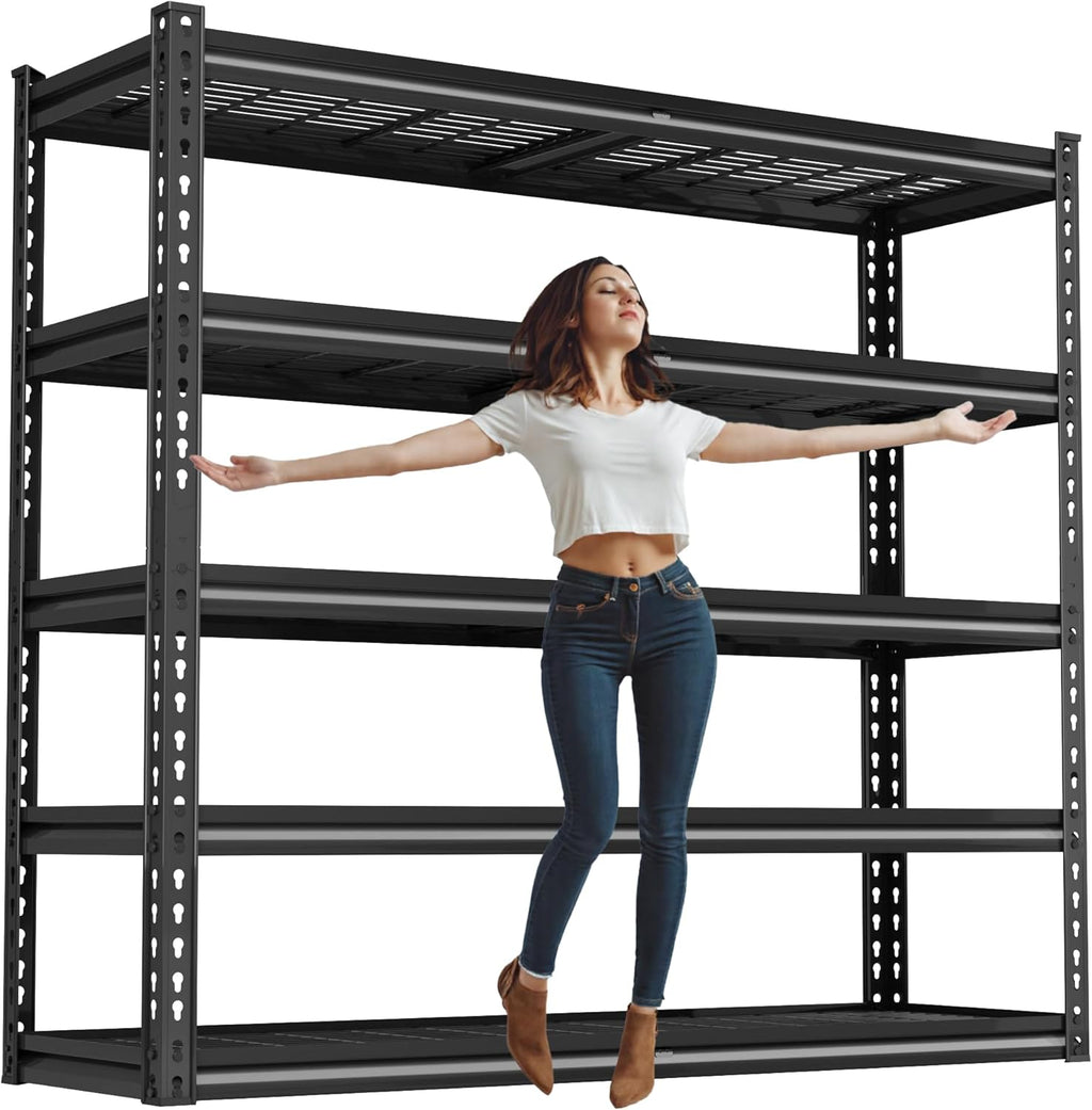 48" W Garage Shelving Heavy Duty,5-Tier Storage Shelves,3030LBS Adjustable Metal Shelving Units for