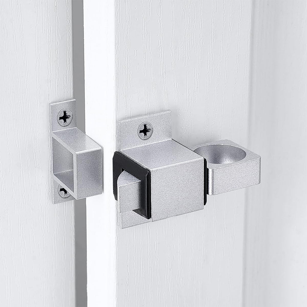 2 Packs Self-Closing Gate Latches, Silver Spring Door Lock, Aluminum Alloy Security Latch for