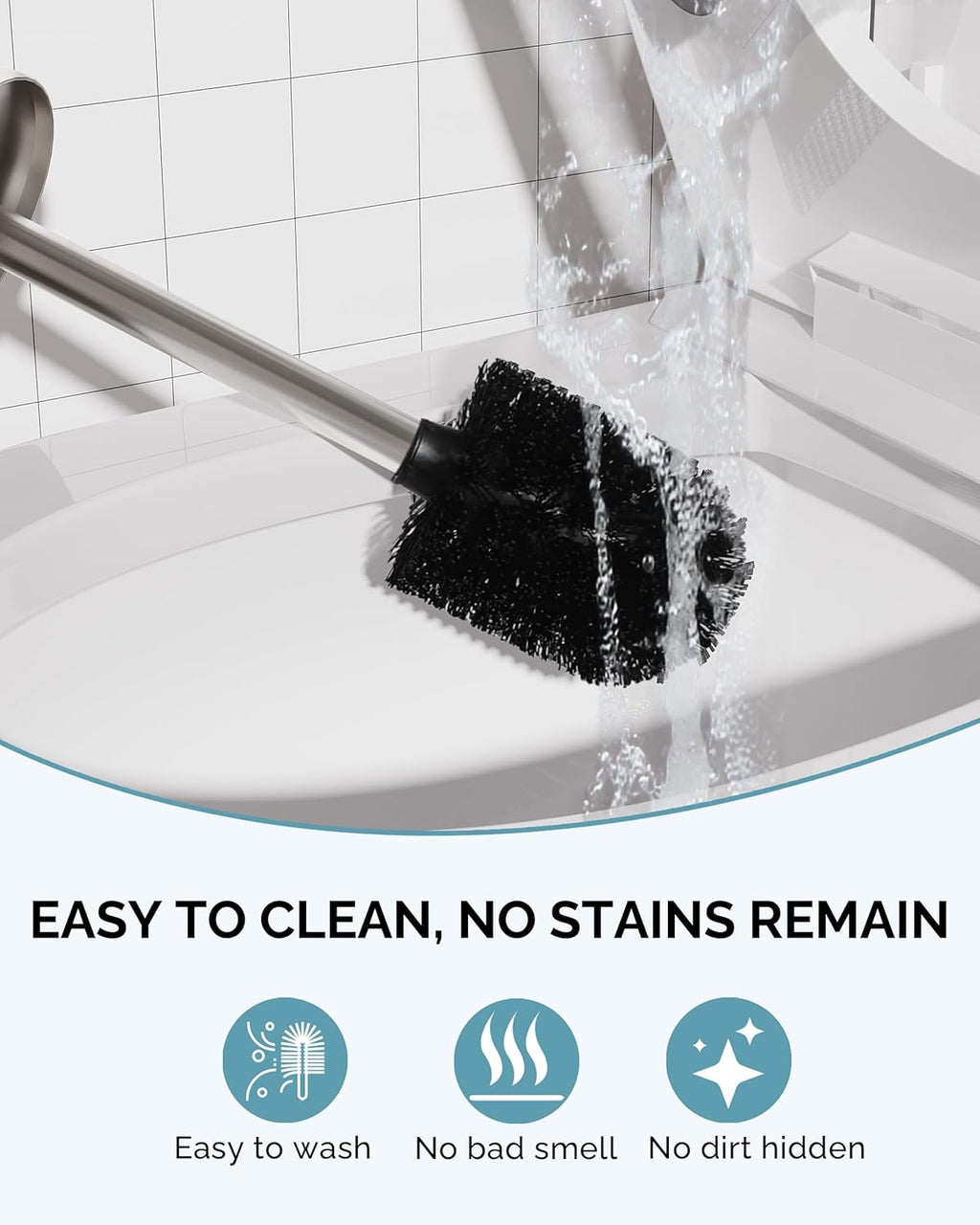 Toilet Brush and Holder Set, Stainless Steel Toilet Bowl Brush with Lid, Rust Proof Toilet Cleaner