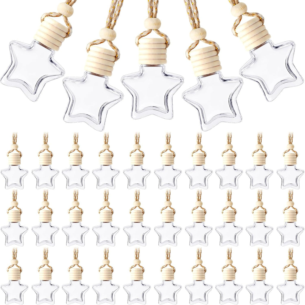 BBTO 50 Pcs Hanging Car Air Freshener Car Diffuser Bottles Empty Glass Perfume Bottle Freshener