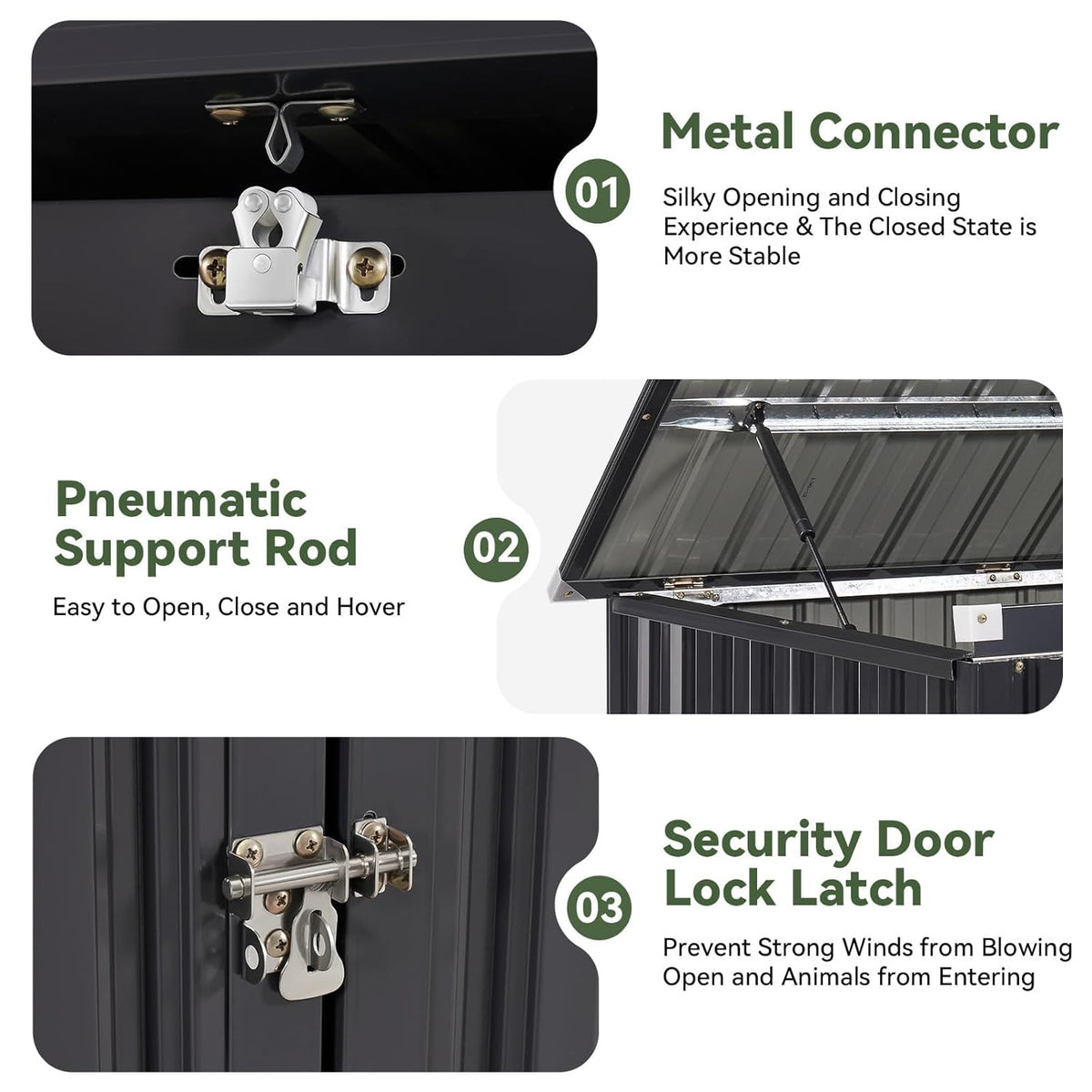Aoxun 3.3' x 5.6' Metal Storage Shed - Waterproof Outdoor Garbage Can Organizer with Chain Lid