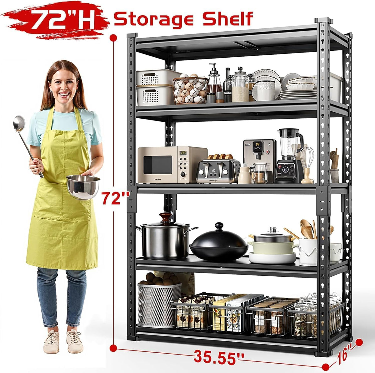 TigerParty 2050LBS Heavy Duty Garage Shelving, 5-Tier Adjustable Storage Shelves, Metal Shelving