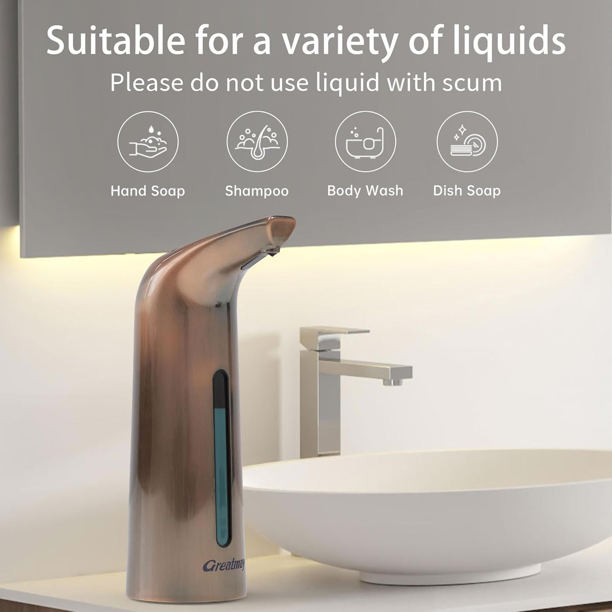 Convenient Automatic Soap Dispenser,4 Adjustable Levels Touchless Hand Sanitizer Pump with Infrared