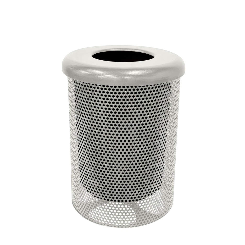 COATEDOUTDOORFURNITURE RFT-P-Gry Heavy Duty Round Trash Receptacle with Flat Top, Liner Included