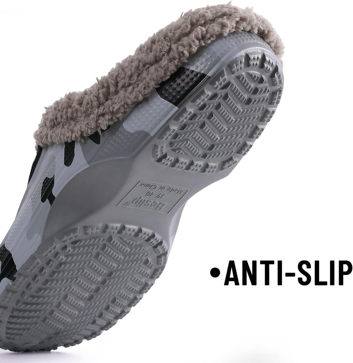 Beslip Classic Fur Lined Clogs Waterproof Winter Fuzzy Slippers for Women Men Indoor and Outdoor