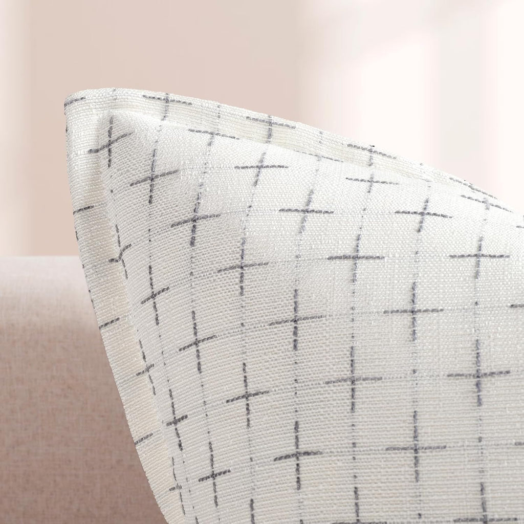 ZWJD 12x20 Pillow Covers Set of 2 Soft Polyester Textured Pillow Covers with Stylish Flange Edge