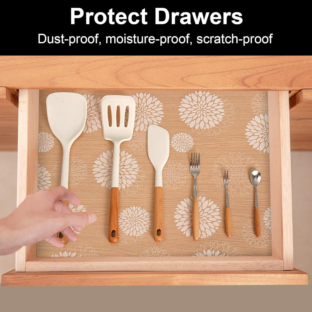 Cooyes Shelf and Drawer Liners for Kitchen Cabinets, Non Adhesive Cabinet Liner, EVA Waterproof