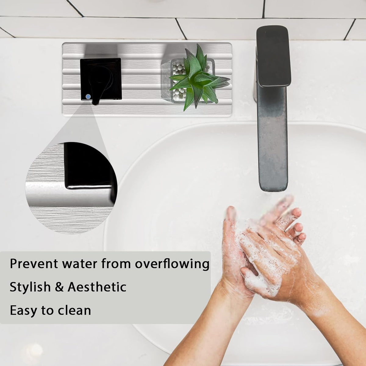 Set of 3 Diatomite Hand Soap Holder, Water Absorbing Stone Tray for Kitchen Countertop, Fast-Drying