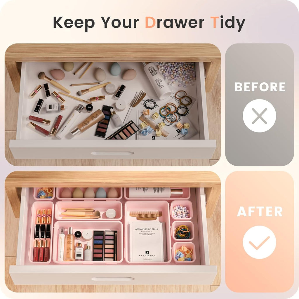 A-LuGei 【28PCS】 Drawer Organizer, Bathroom Organizers and Storage, Makeup organizer, Desk drawer