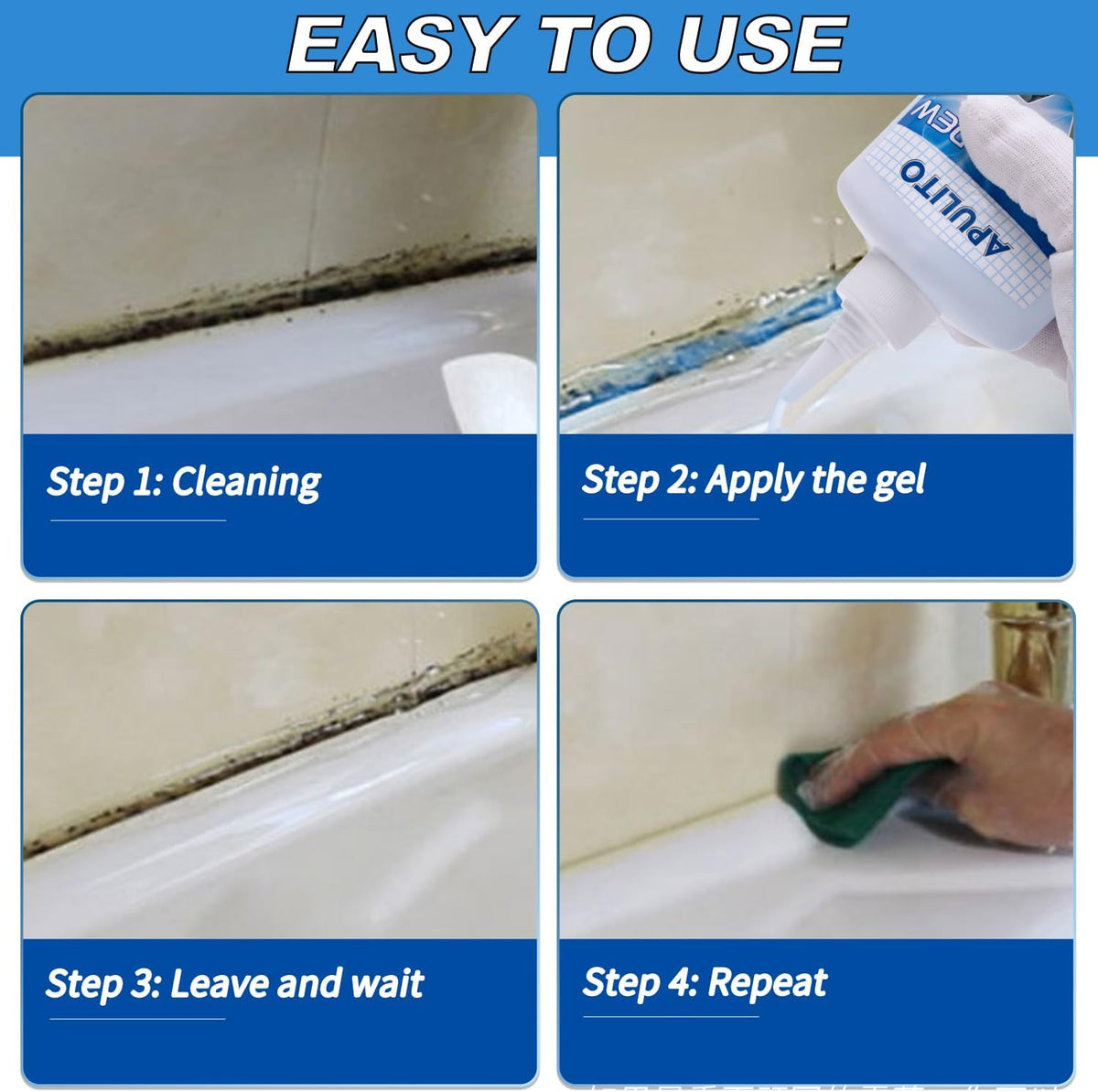 APULITO Household Cleaner Gel for Bathroom Shower Tile Tub Sink Cleaning Solution 10 Fl Oz (Pack of