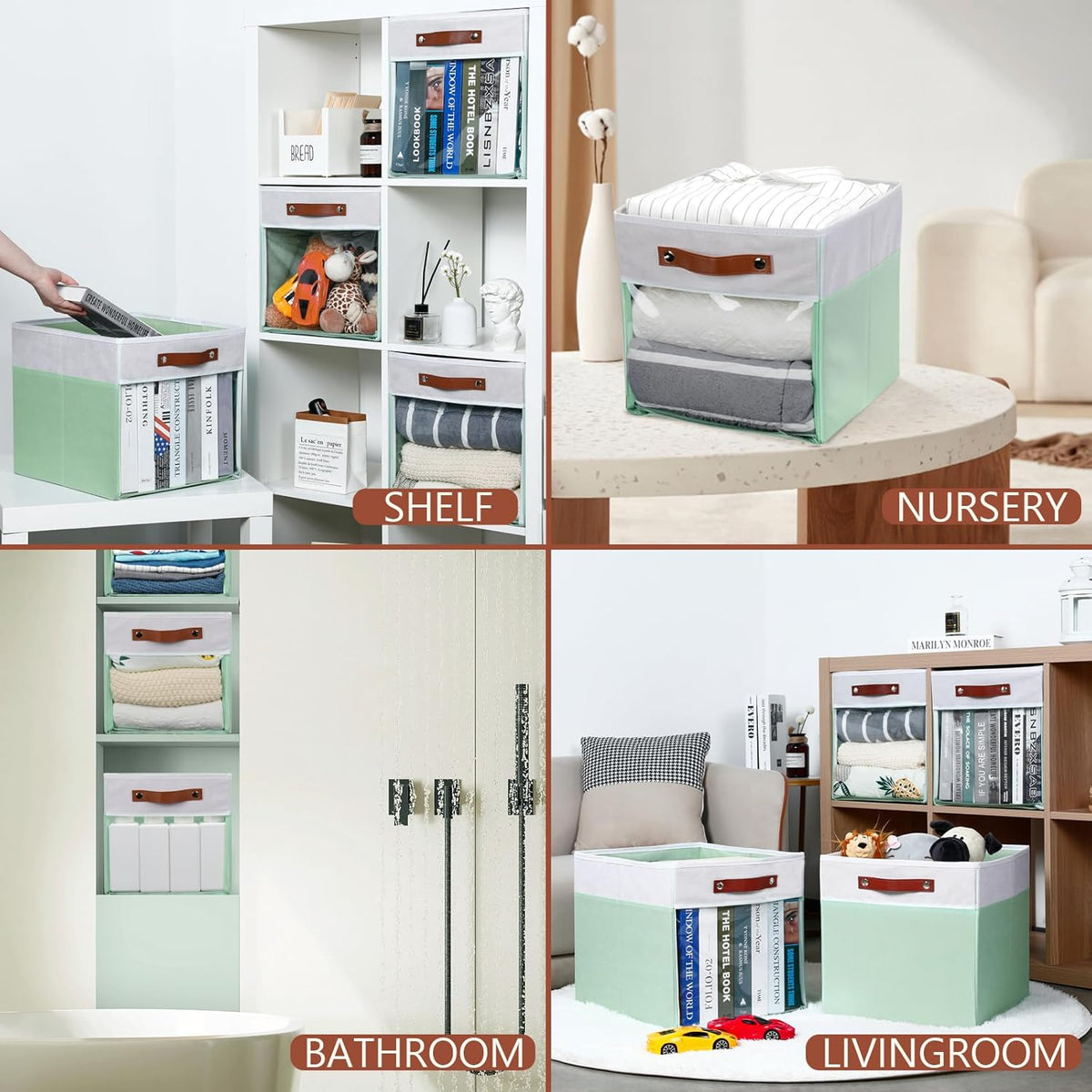 HNZIGE Clear Storage Cubes Bins 11 x 11, Fabric Storage Cube Bins for Storage Organizer,Shelf