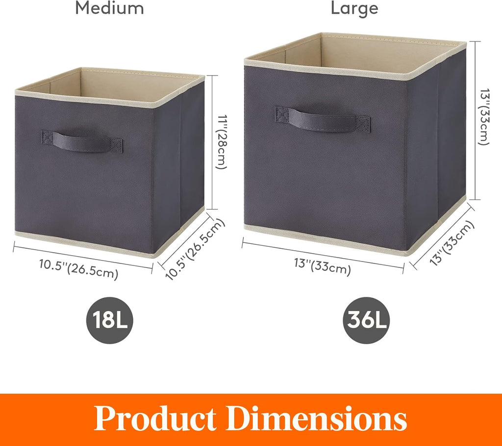 Lifewit Collapsible Fabric Storage Cubes Bins Set 13 Inch, Foldable Cubby Organizers Boxes, 6 Pack