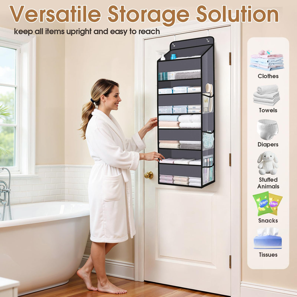 WISELIFE Over The Door Organizer Storage behind Door Hanging Organizer for Nursery – view 7