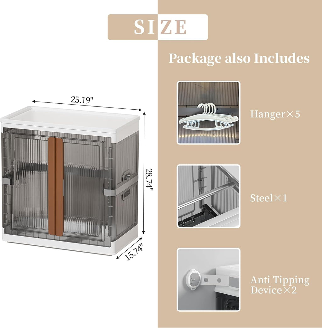 HAIXIN Closet Organizers and Storage, Collapsible Clothing Storage with Closet Rod and Clothes