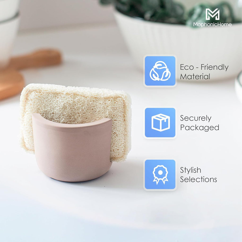 MOPHONICHOME Sponge Holder, Stone Sponge Holder For Kitchen Sink - Diatomite Kitchen Sink Caddy