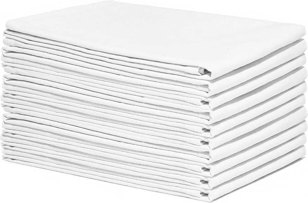 Organic Cotton White Dish Towels - 10 Pack Quick Drying White Kitchen Towels - Lint-Free, Organic