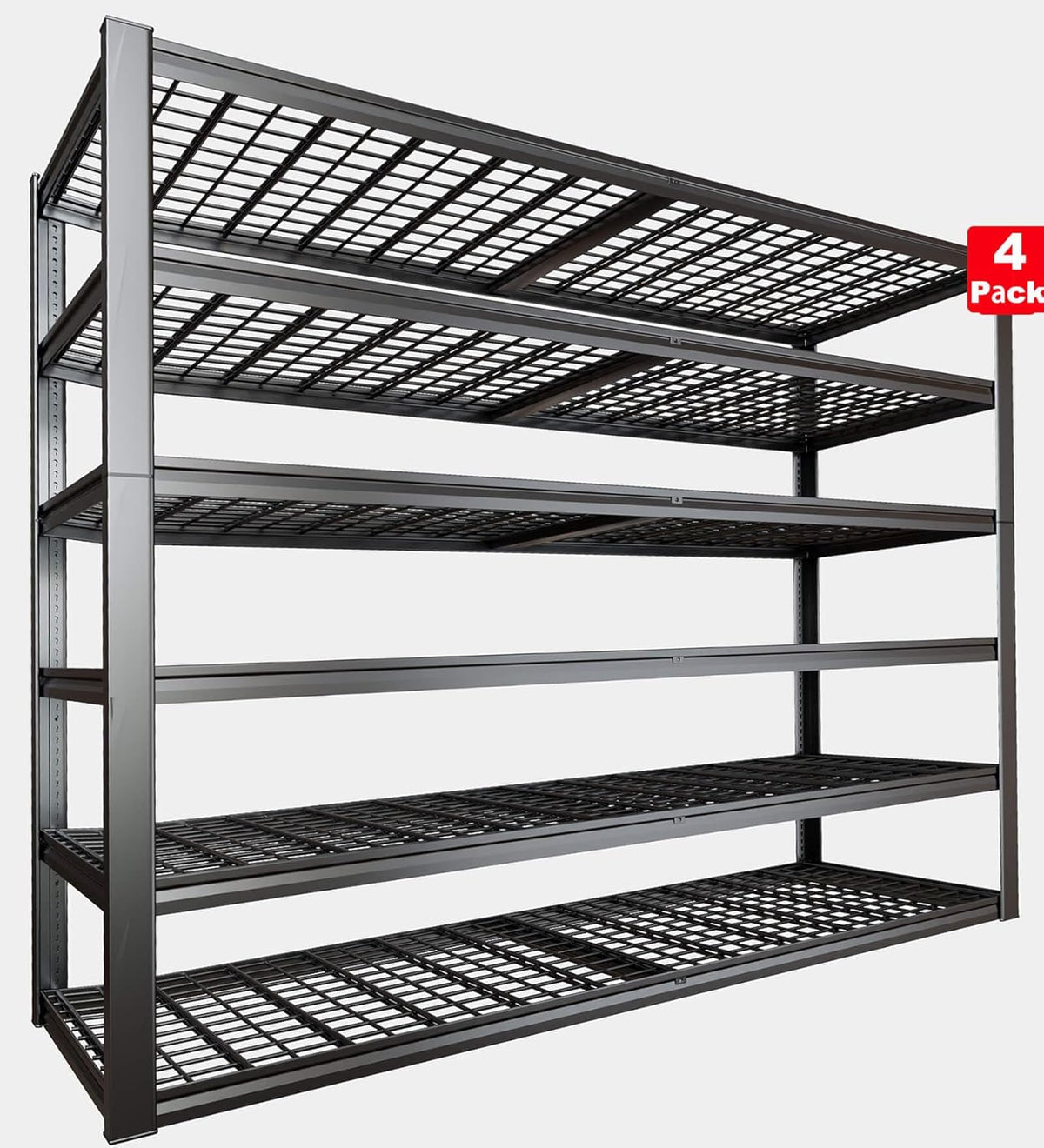 65" W Garage Shelving Heavy Duty, 6 Tier Garage Shelves, Adjustable Storage Shelving Unit