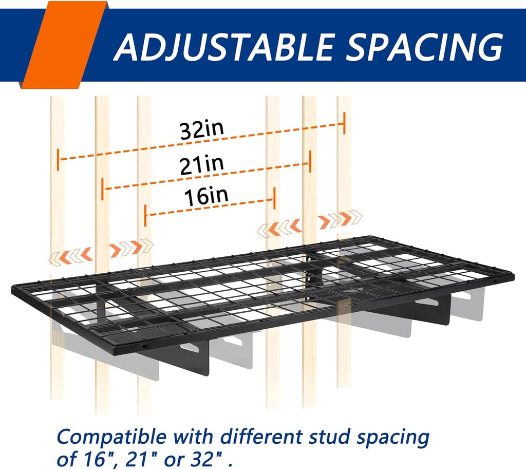 4-Pack 1.5x3FT Garage Shelving 17.7-inch-by-35.8-inch Wall Shelf Garage Storage Rack Wall Mounted