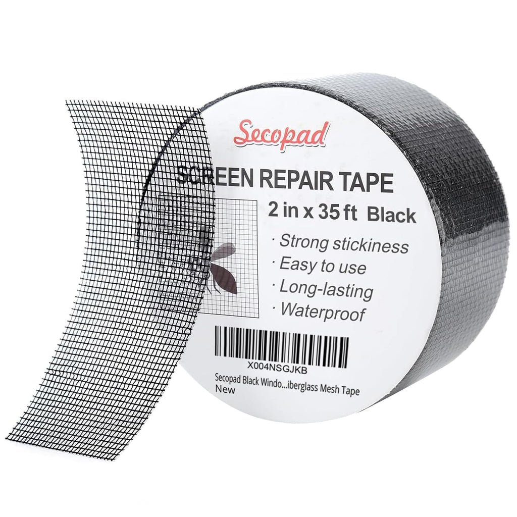 Black Window Screen Repair Tape, 2IN X 35FT (420IN) Screen Repair Kit for Windows or Doors, Strong