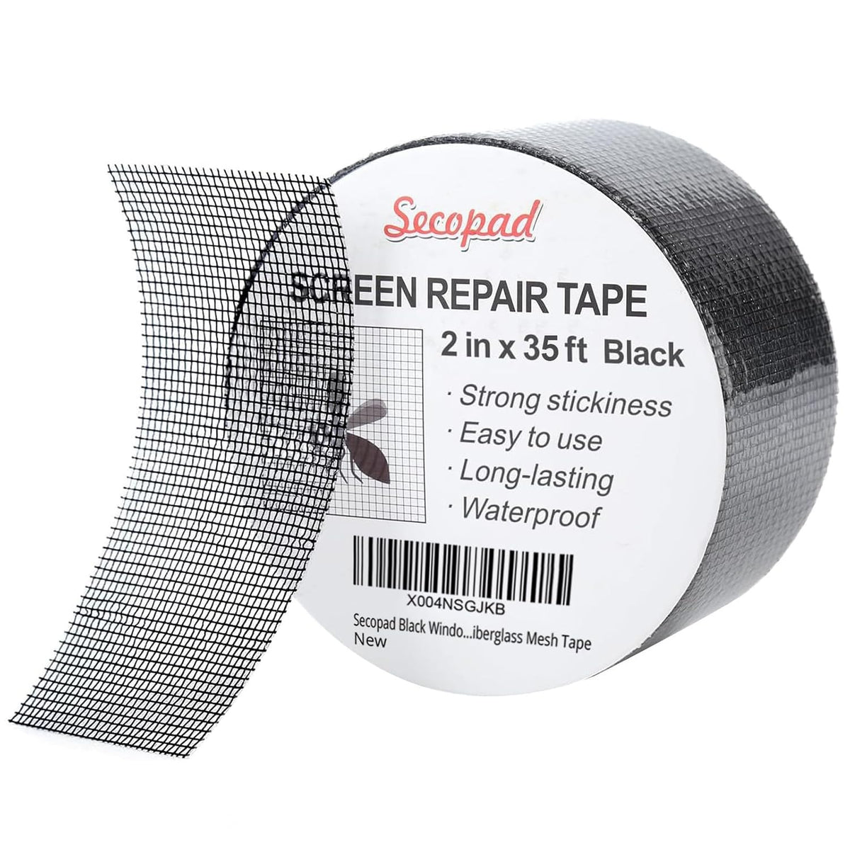 Black Window Screen Repair Tape, 2IN X 35FT (420IN) Screen Repair Kit for Windows or Doors, Strong