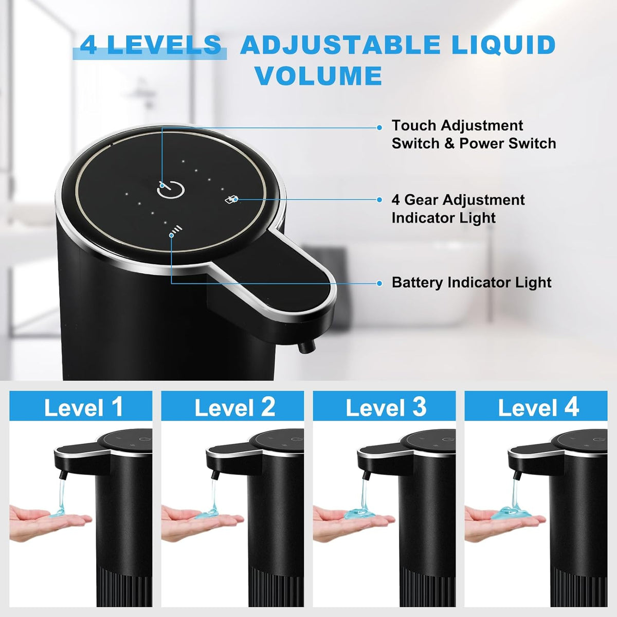 Automatic Soap Dispenser, 2 Pack Black and White Touchless Liquid Soap Dispensers for Bathroom