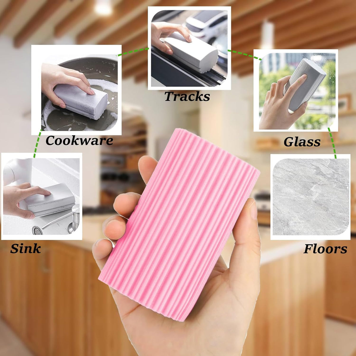6-Pack Damp Clean Duster Sponge,Magic Sponge Eraser for Housekeeping,Reusable Cleaning Sponge for