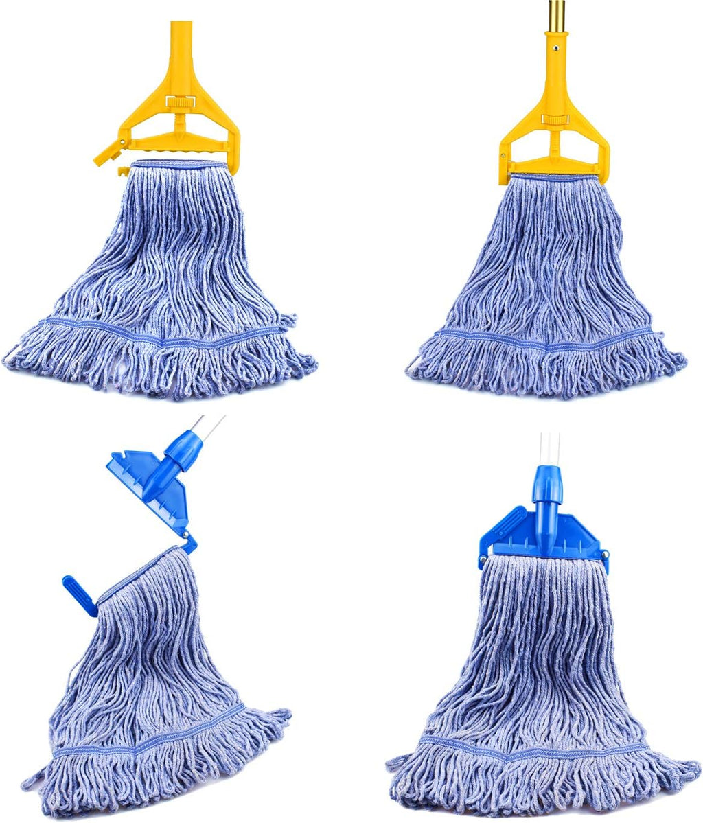 String Mop Heads Replacement Heavy Duty Commercial Grade Blue Cotton Looped End Wet Industrial