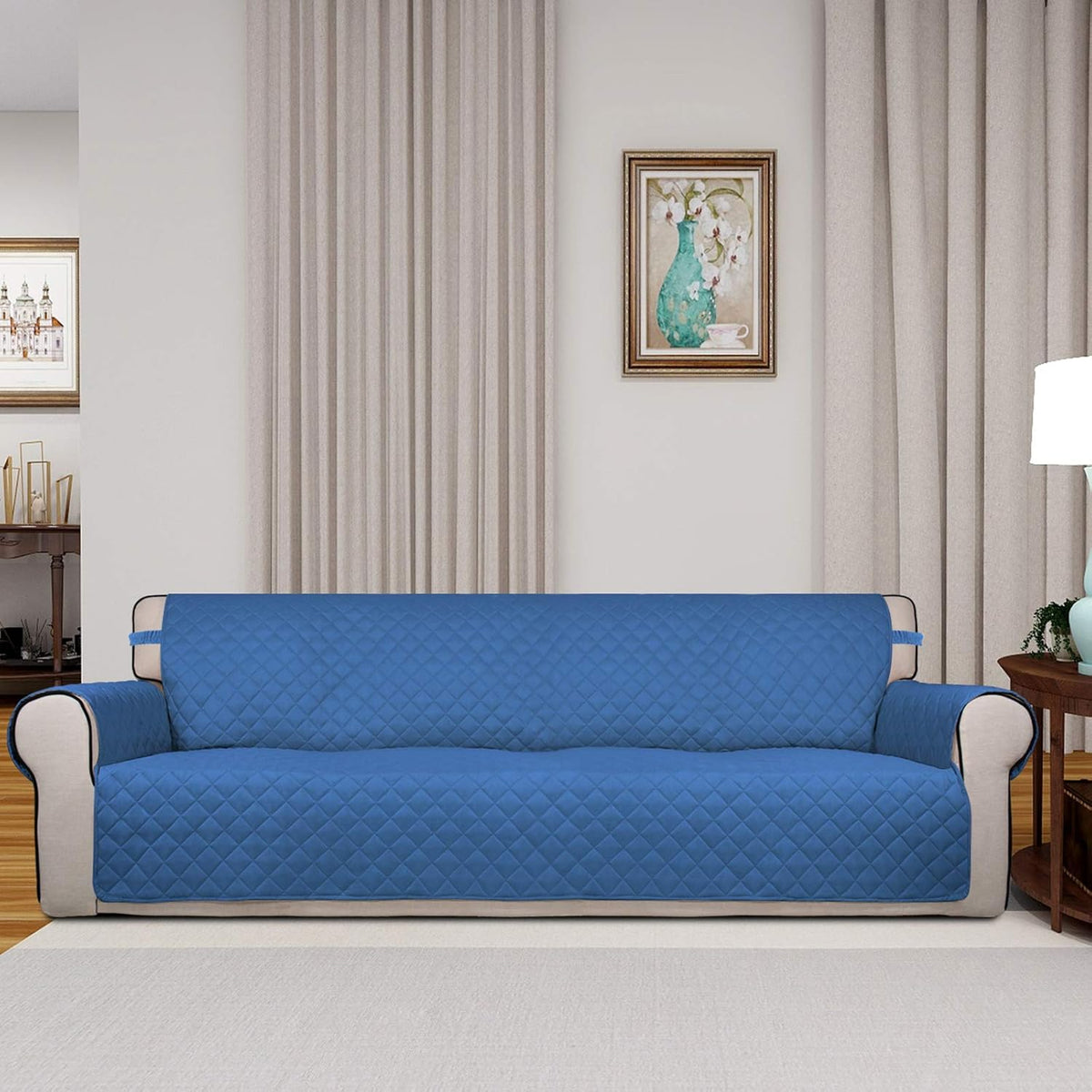 PureFit Reversible Quilted Sofa Cover, Water Resistant Slipcover Furniture Protector, Washable