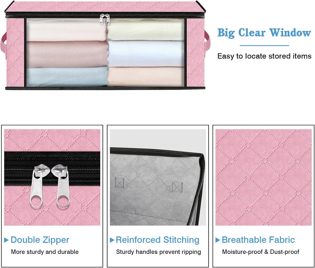 HomeHacks Storage 10-Pack Clothes Organizer Storage Bags Foldable Storage Box with Large Clear