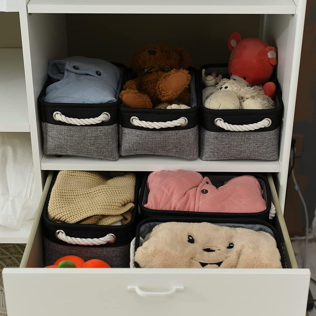 TheWarmHome Storage Basket for Organizing - 12x8x5.2 inch Small 6 Pack Collapsible Storage Bin for